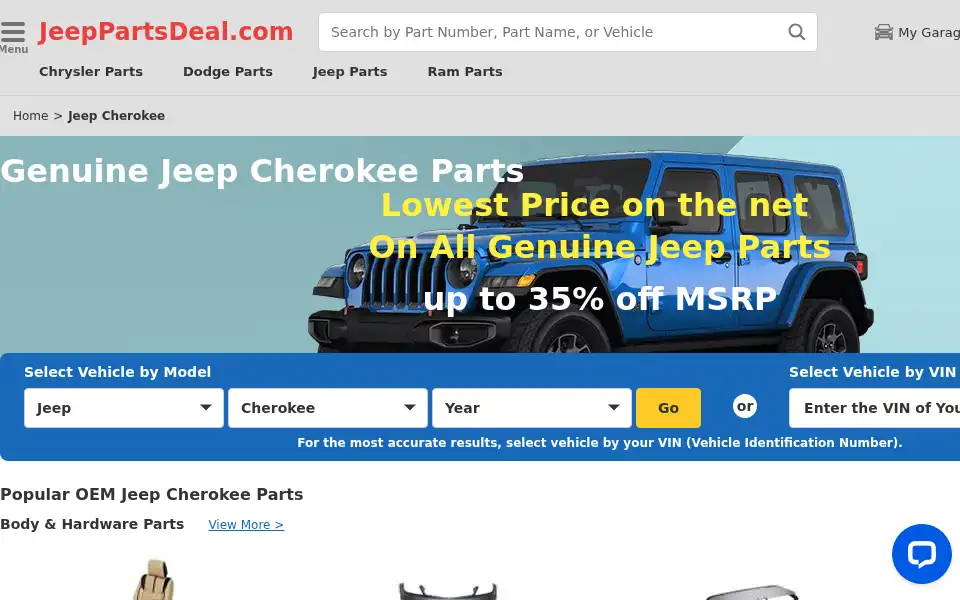 Screenshot of jeeppartsdeal.com