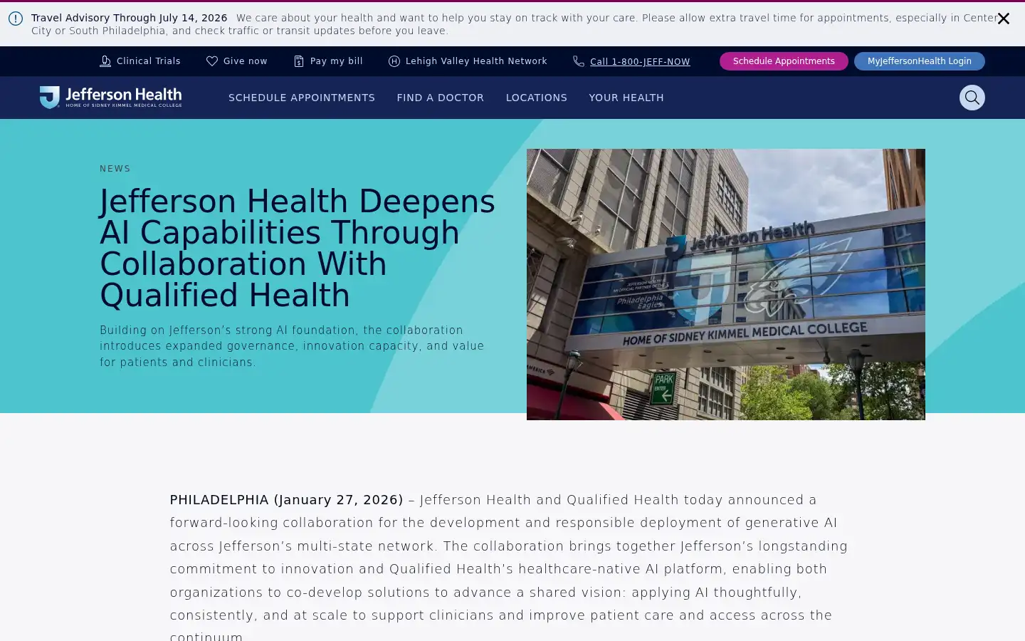 Screenshot of jeffersonhealth.org