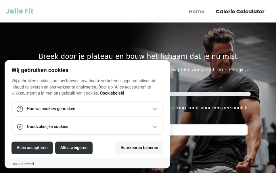 Screenshot of jellefit.nl