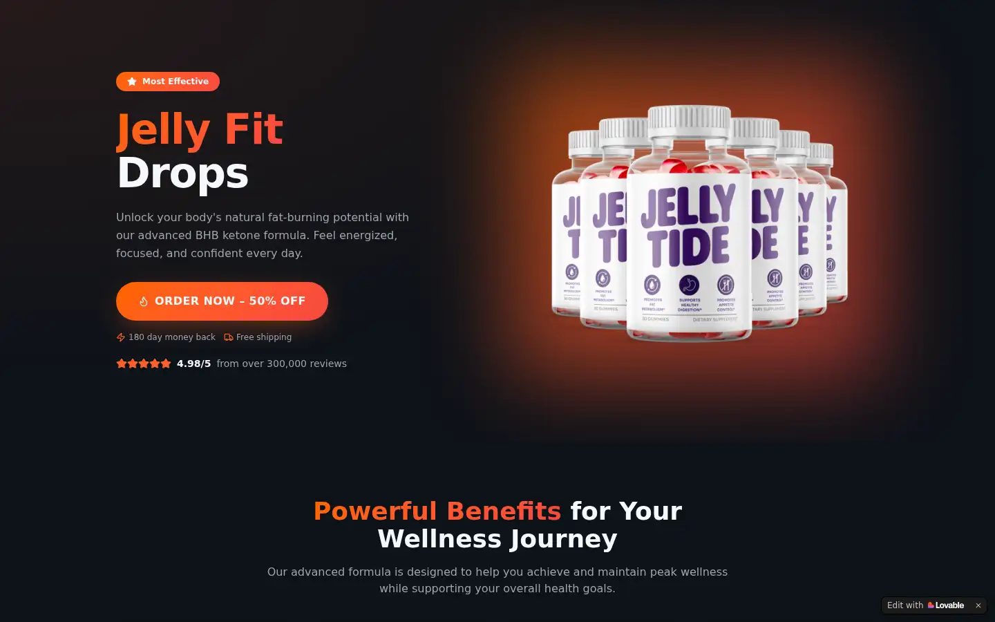 Screenshot of jelly-fit-drops.lovable.app