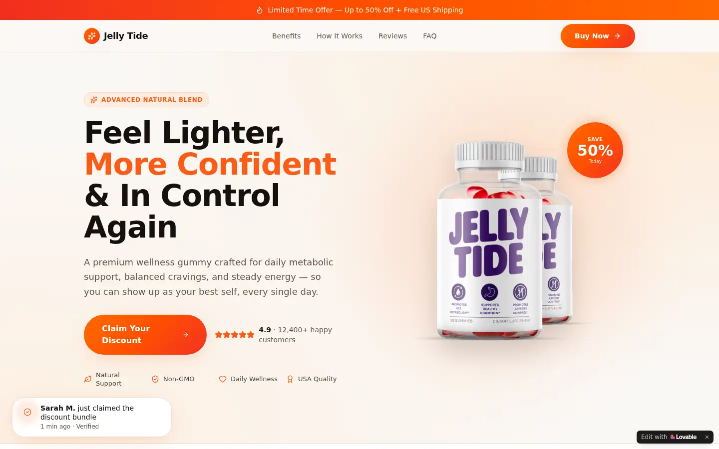 Screenshot of jelly-tide-gummies.lovable.app