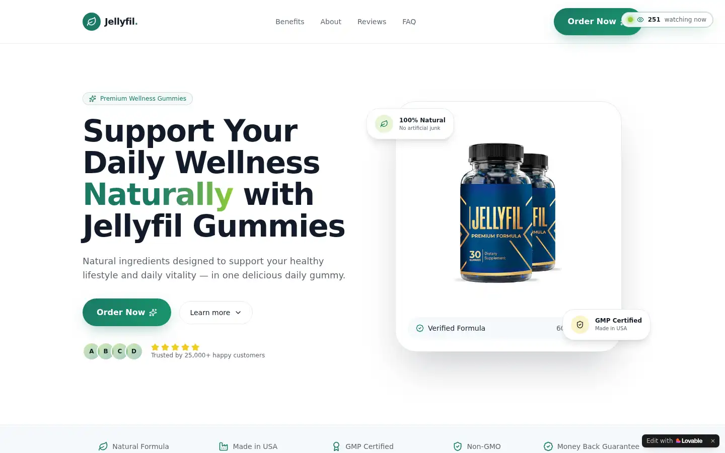 Screenshot of jellyfil-gummies.lovable.app