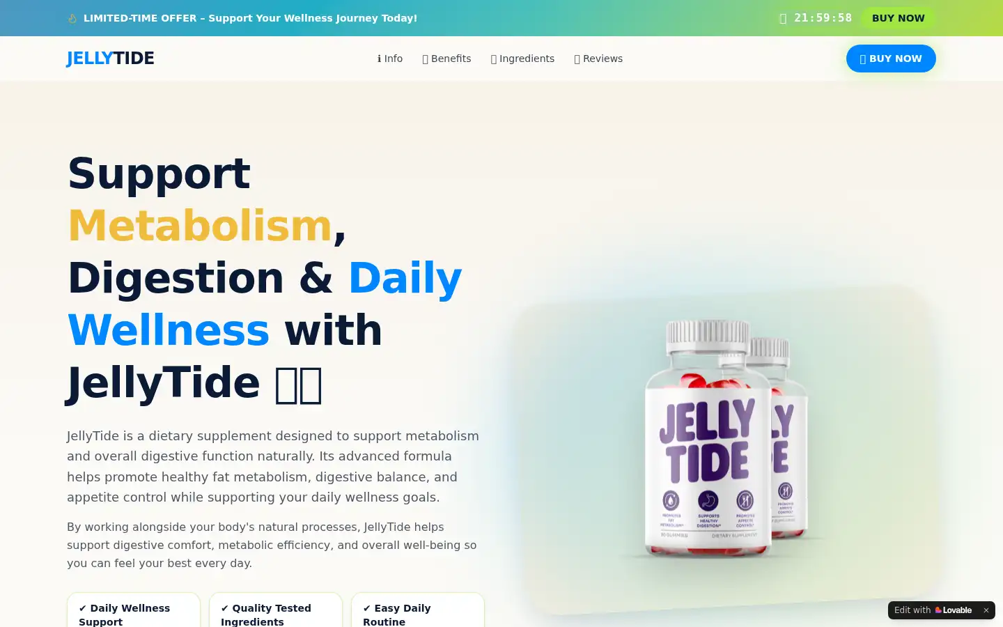 Screenshot of jellytide-store.lovable.app