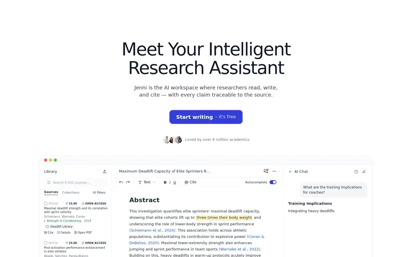 Screenshot of jenni.ai
