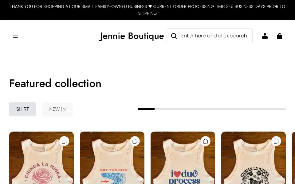 Screenshot of jennieboutique.com