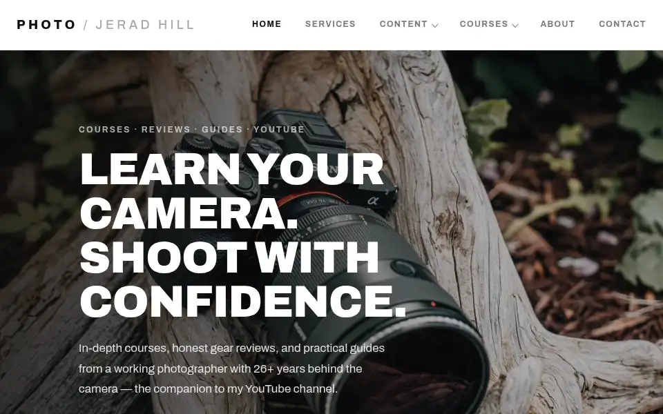 Screenshot of jeradhillphoto.com