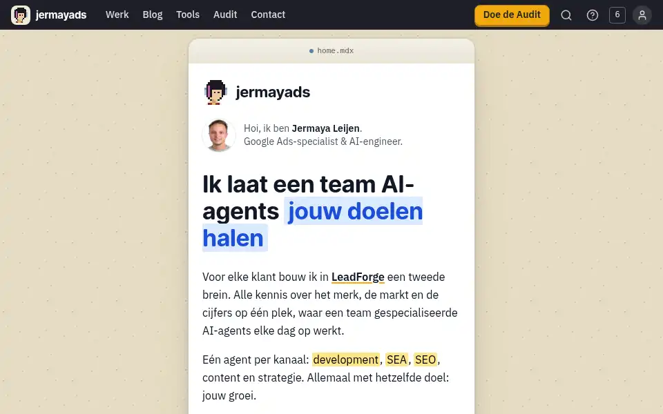 Screenshot of jermayads.nl