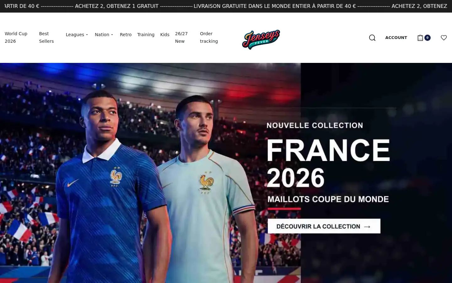 Screenshot of jerseysfever.com