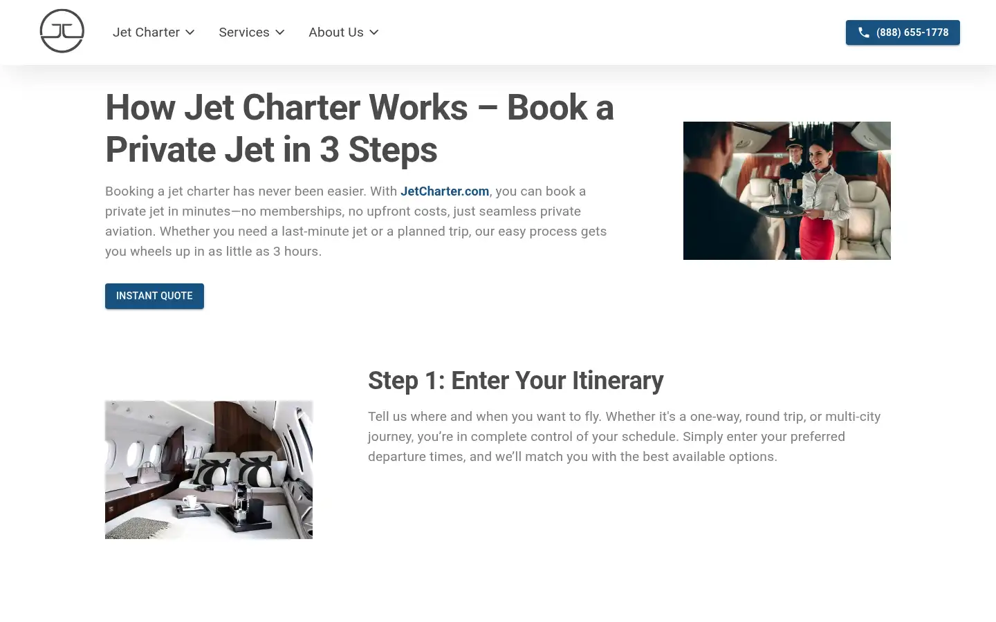 Screenshot of jetcharter.com