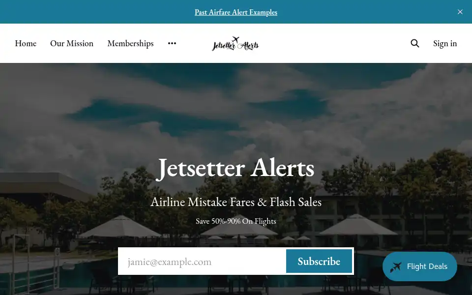 Screenshot of jetsetteralerts.com
