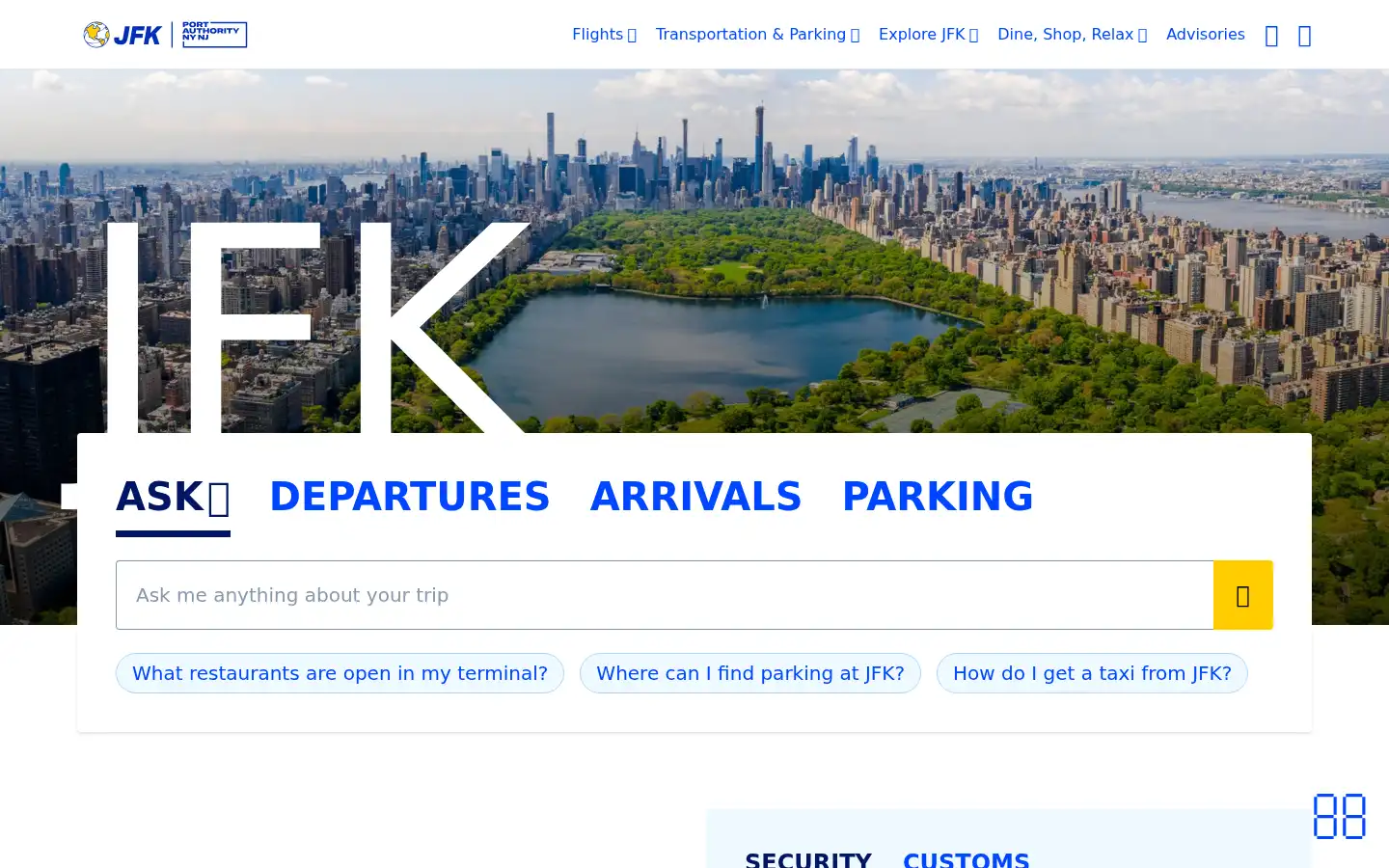 Screenshot of jfkairport.com