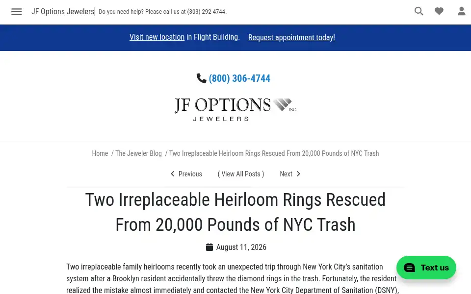 Screenshot of jfoptionsjewelers.com