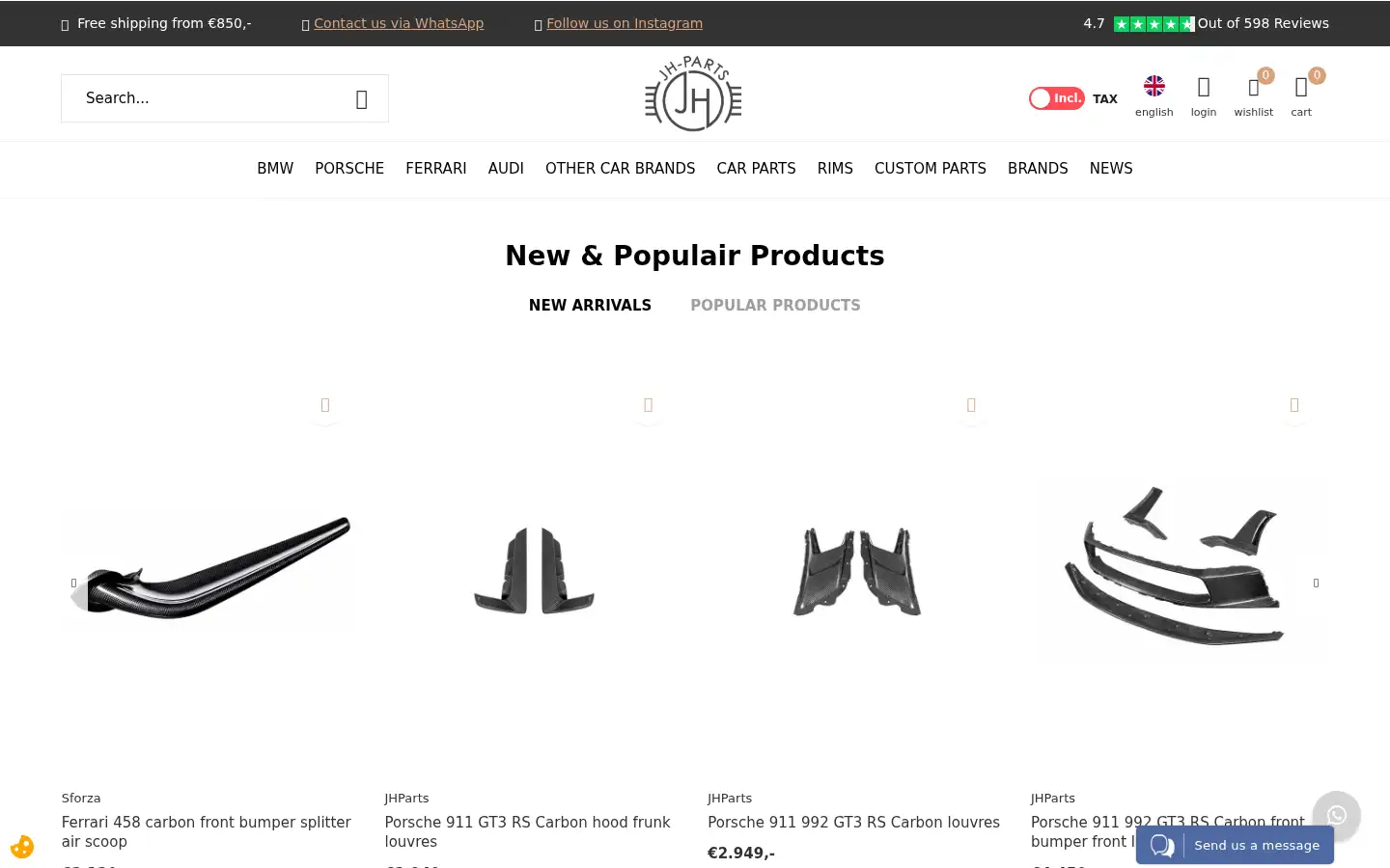 Screenshot of jhparts.nl