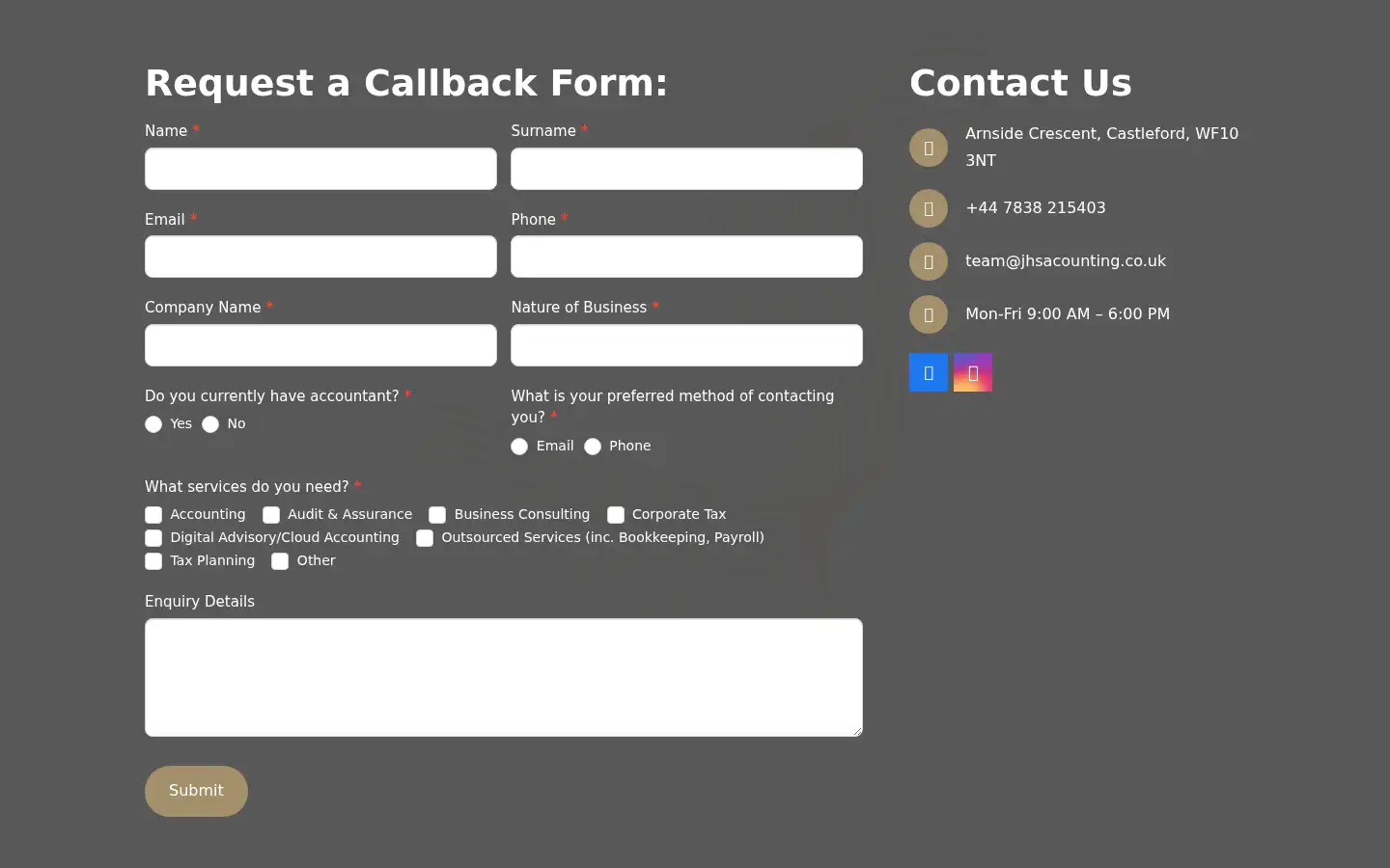 Screenshot of jhsaccounting.co.uk