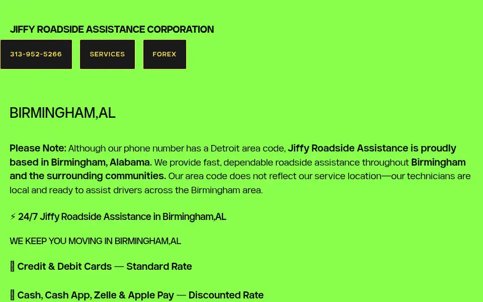 Screenshot of jiffyroadsideassistance.com