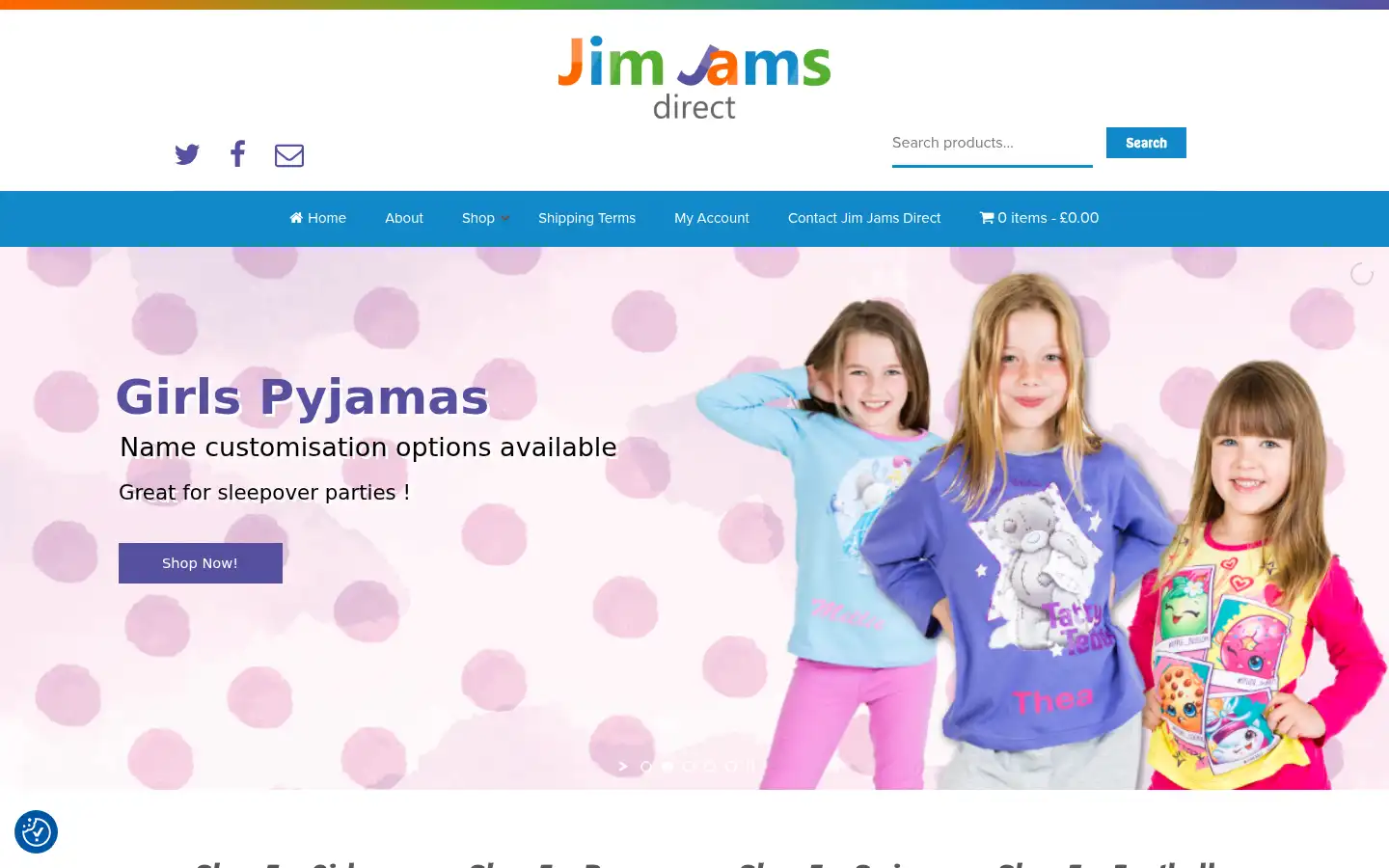 Screenshot of jimjamsdirect.com