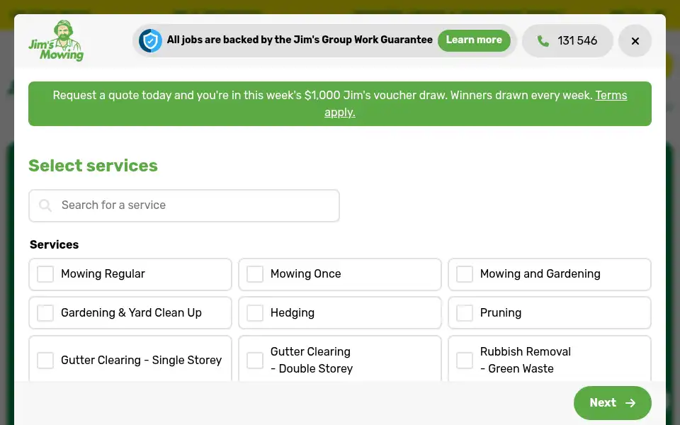 Screenshot of jimsmowing.net