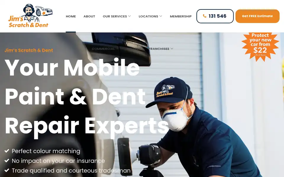 Screenshot of jimsscratchanddent.com.au