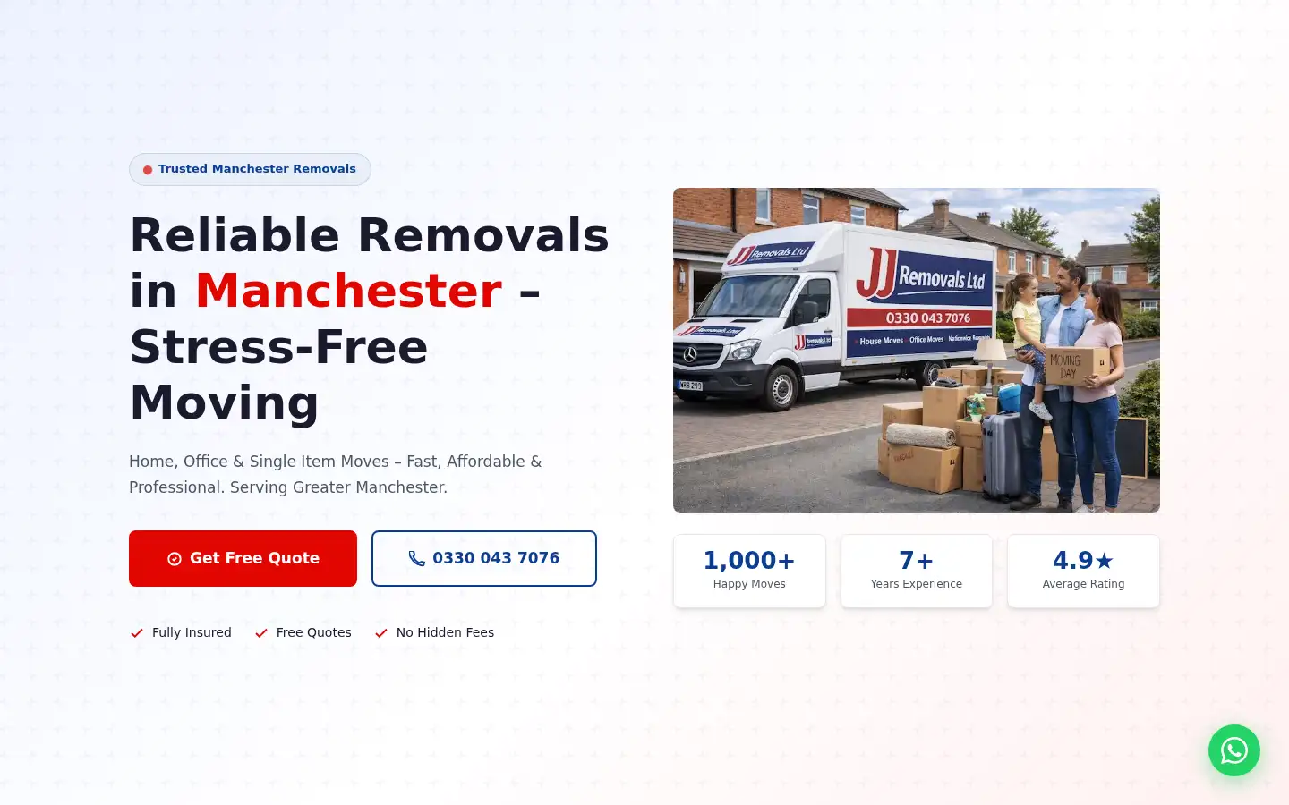 Screenshot of jjremovals.com