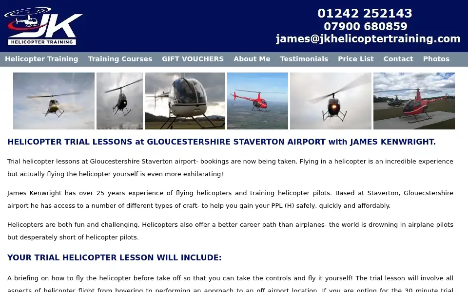 Screenshot of jkhelicoptertraining.com