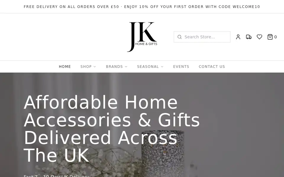 Screenshot of jkhomeandgifts.co.uk