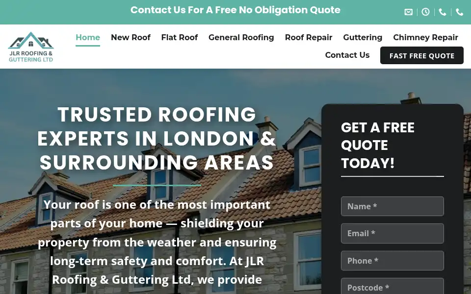 Screenshot of jlrroofingandgutteringltd.co.uk