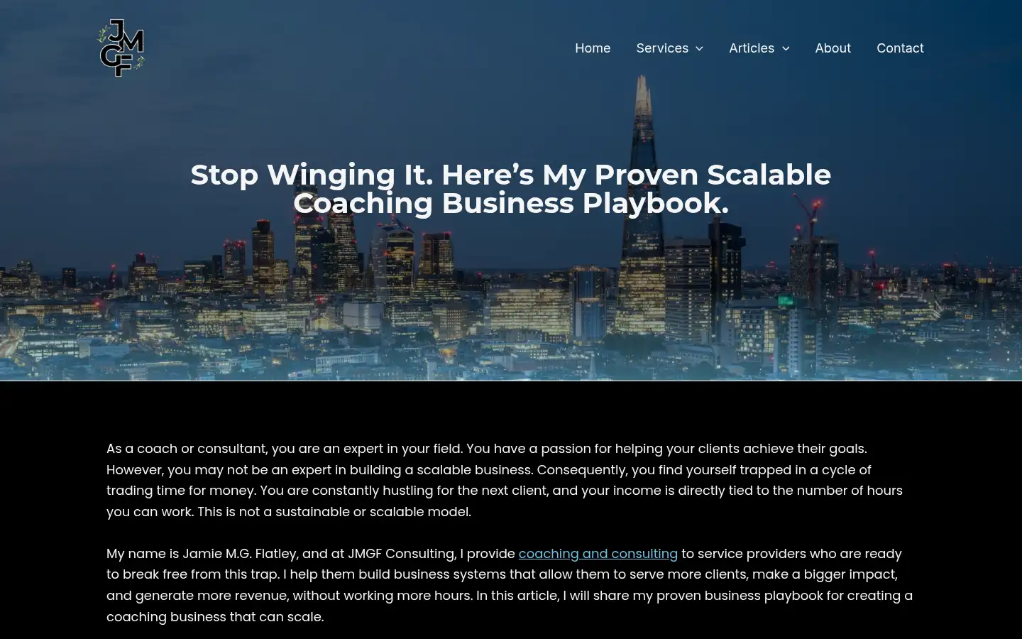 Screenshot of jmgfconsulting.com
