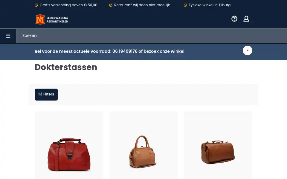 Screenshot of jmlederwaren.nl