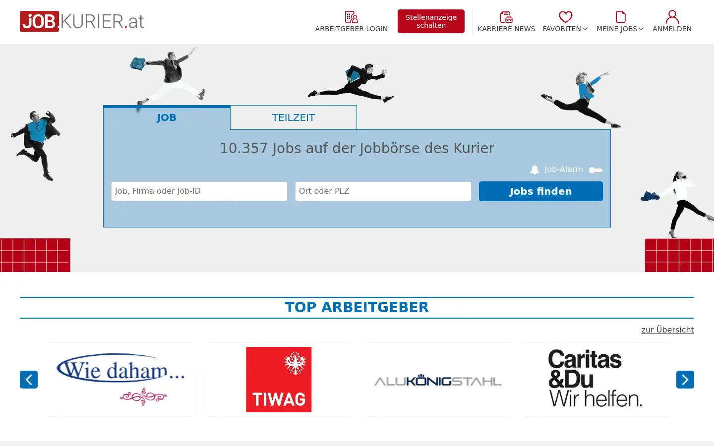 Screenshot of job.kurier.at