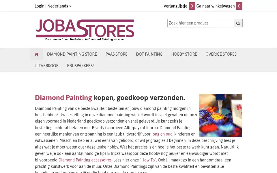 Screenshot of jobastores.nl