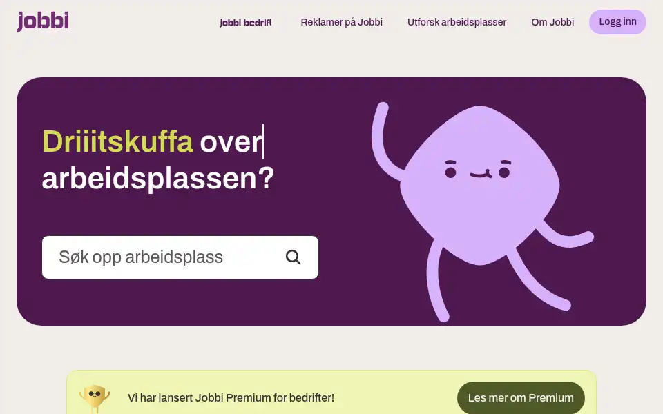 Screenshot of jobbi.no