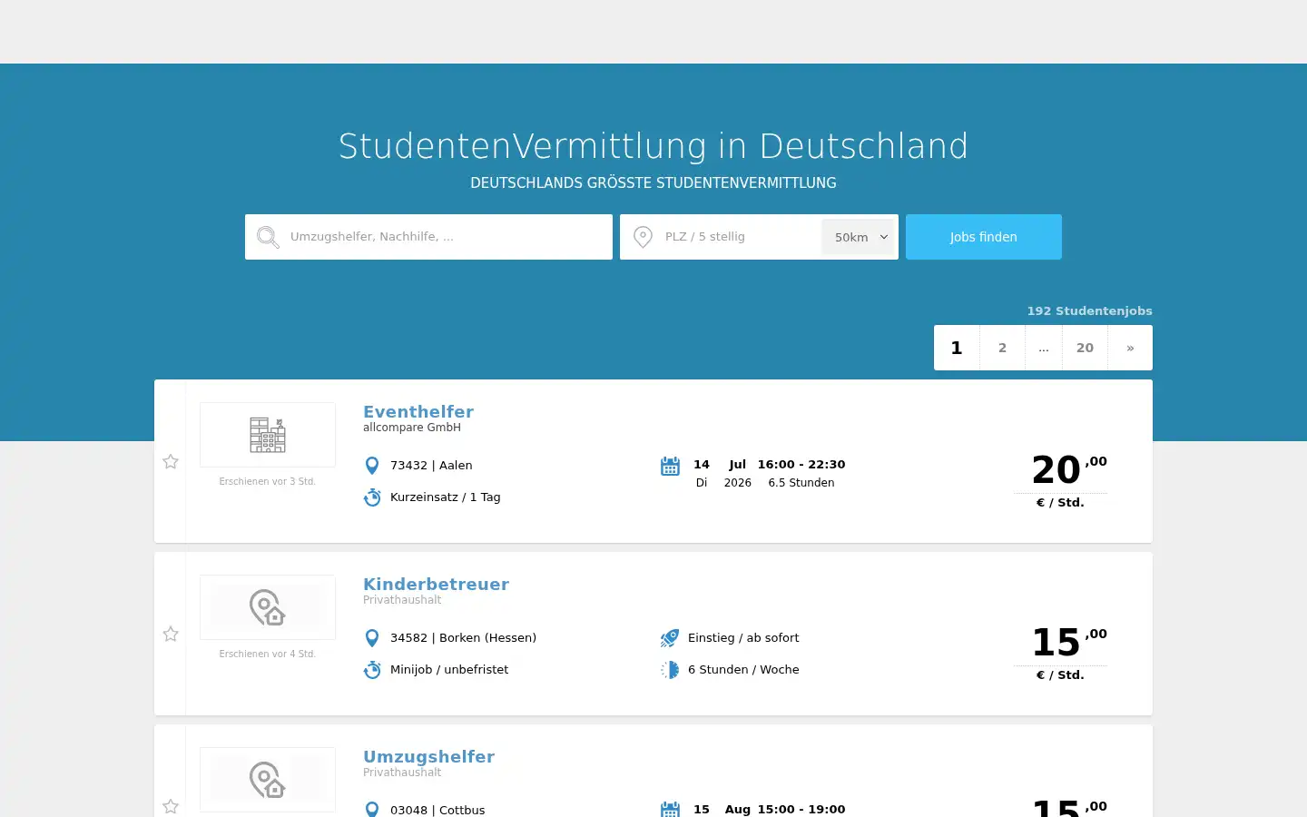 Screenshot of jobmenge.de