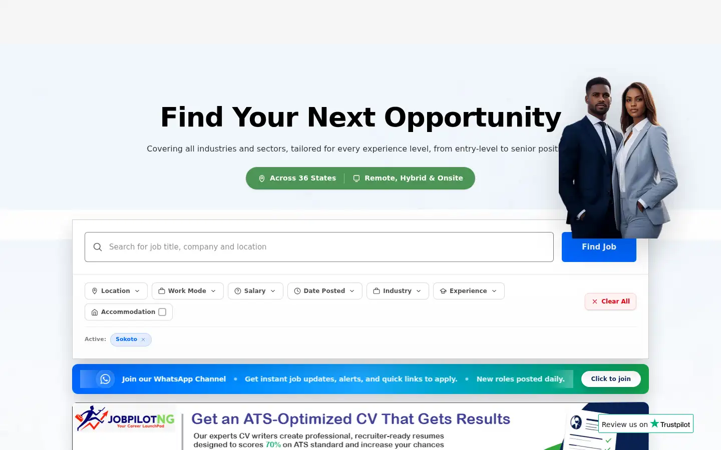 Screenshot of jobpilotng.com