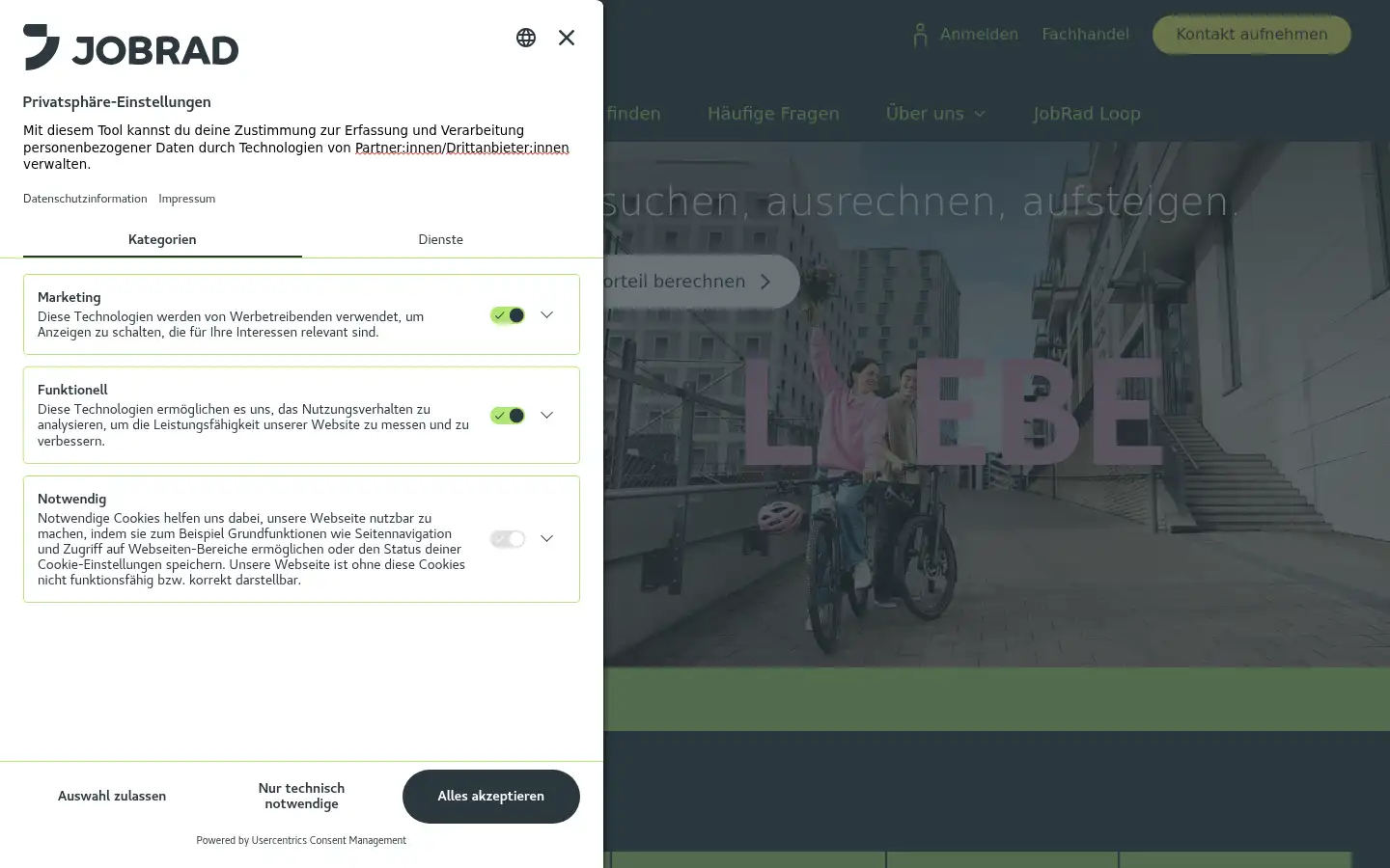 Screenshot of jobrad.org