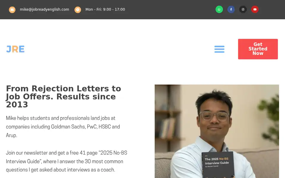 Screenshot of jobreadyenglish.com