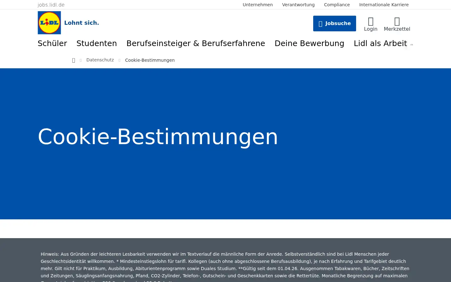 Screenshot of jobs.lidl.de
