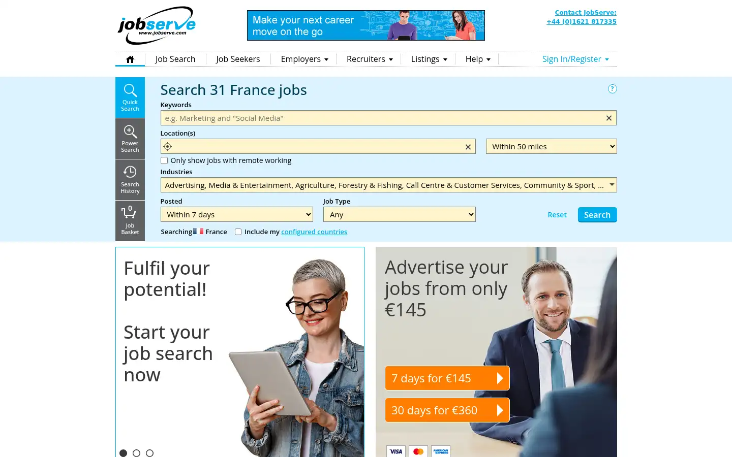 Screenshot of jobserve.com