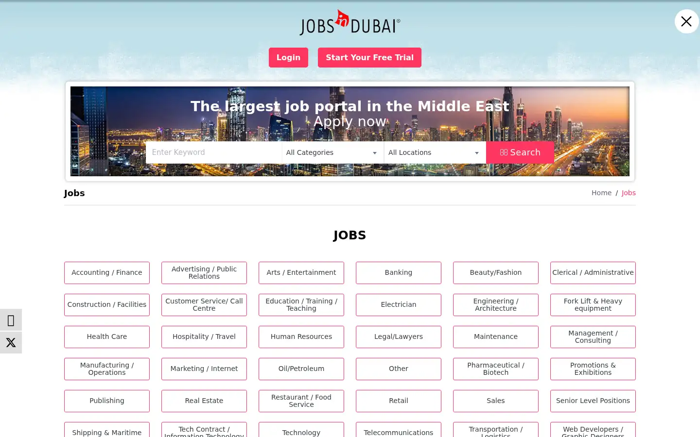 Screenshot of jobsindubai.com