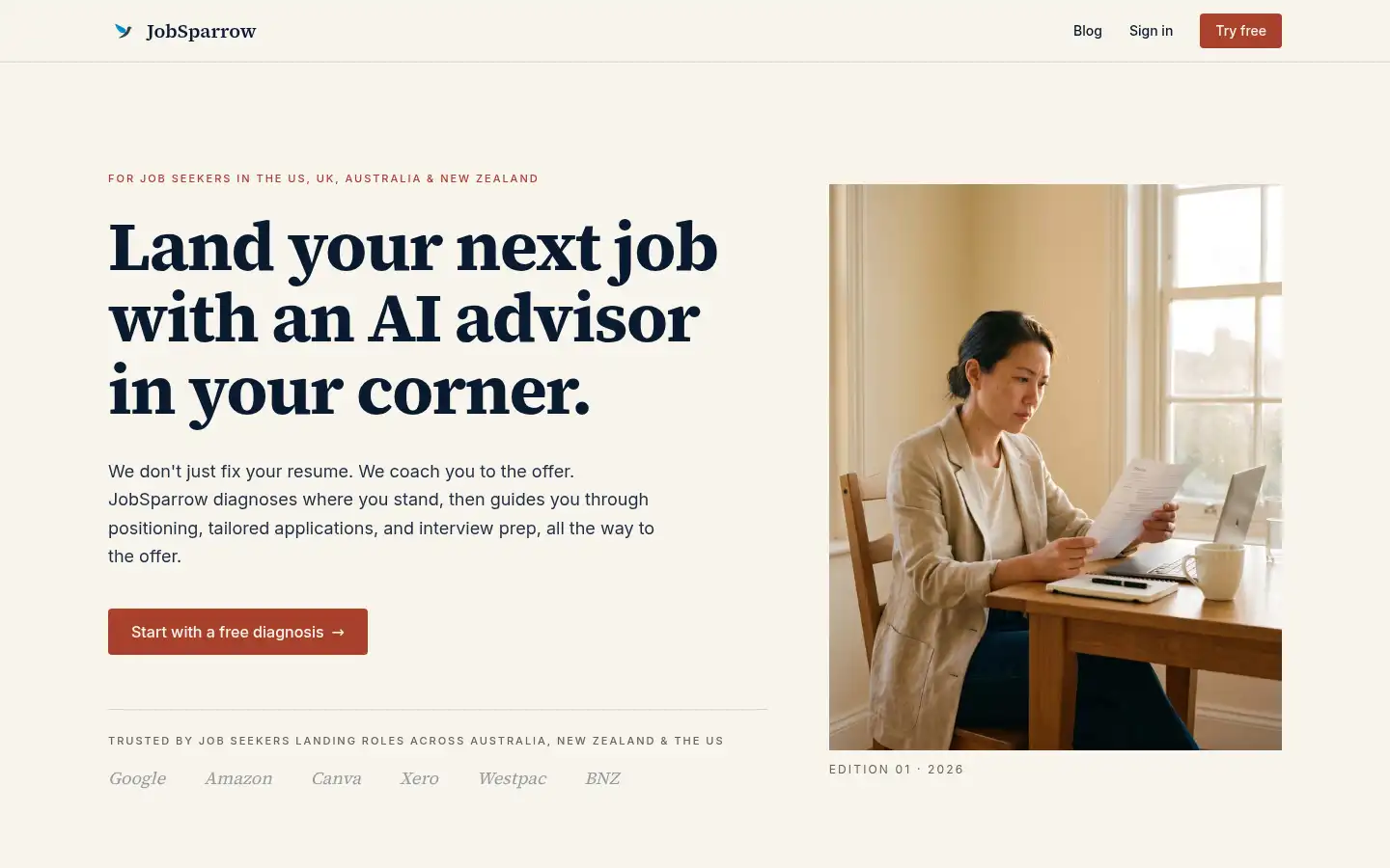 Screenshot of jobsparrow.ai