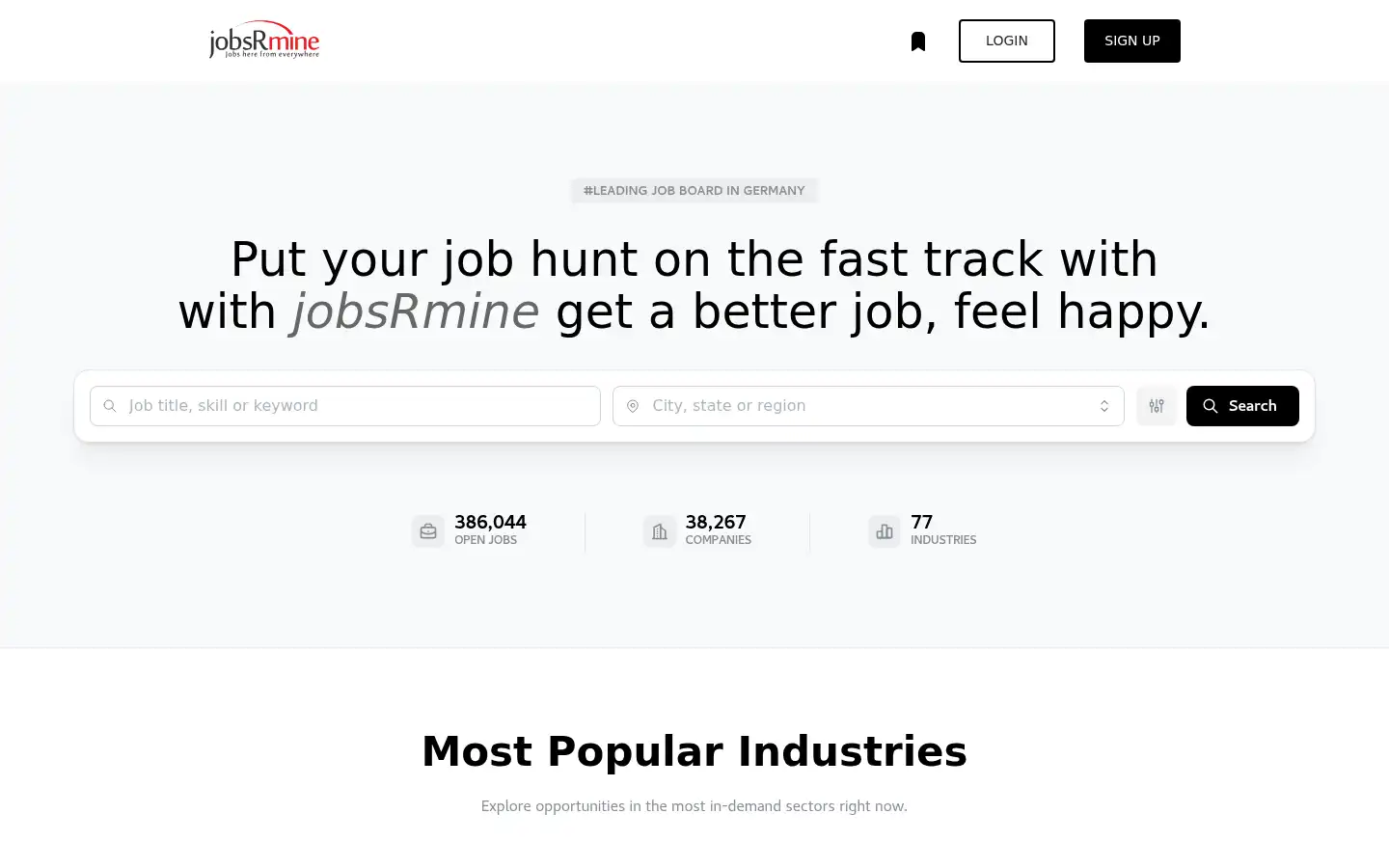 Screenshot of jobsrmine.com