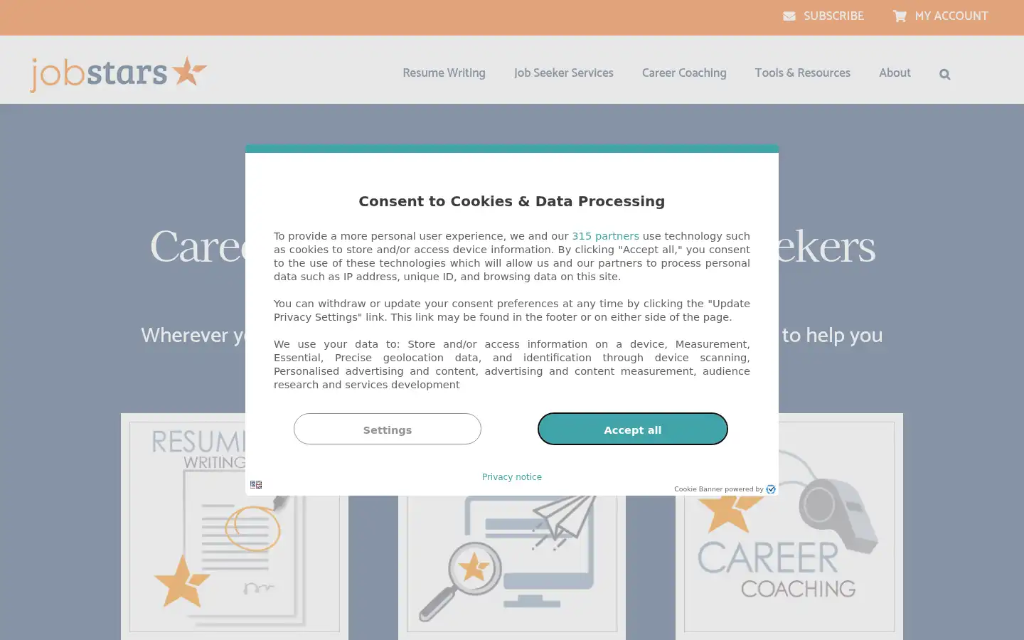 Screenshot of jobstars.com