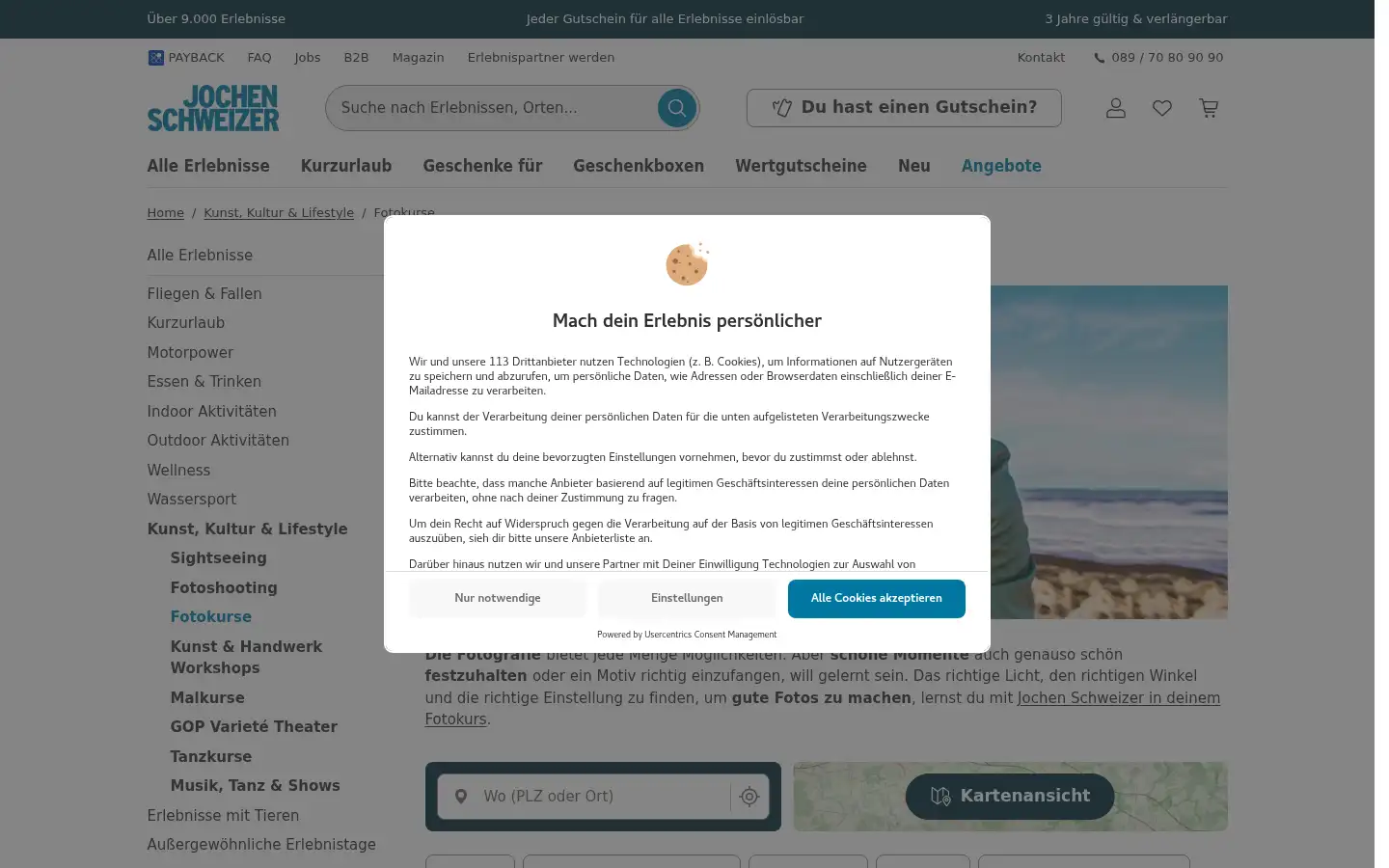 Screenshot of jochen-schweizer.de