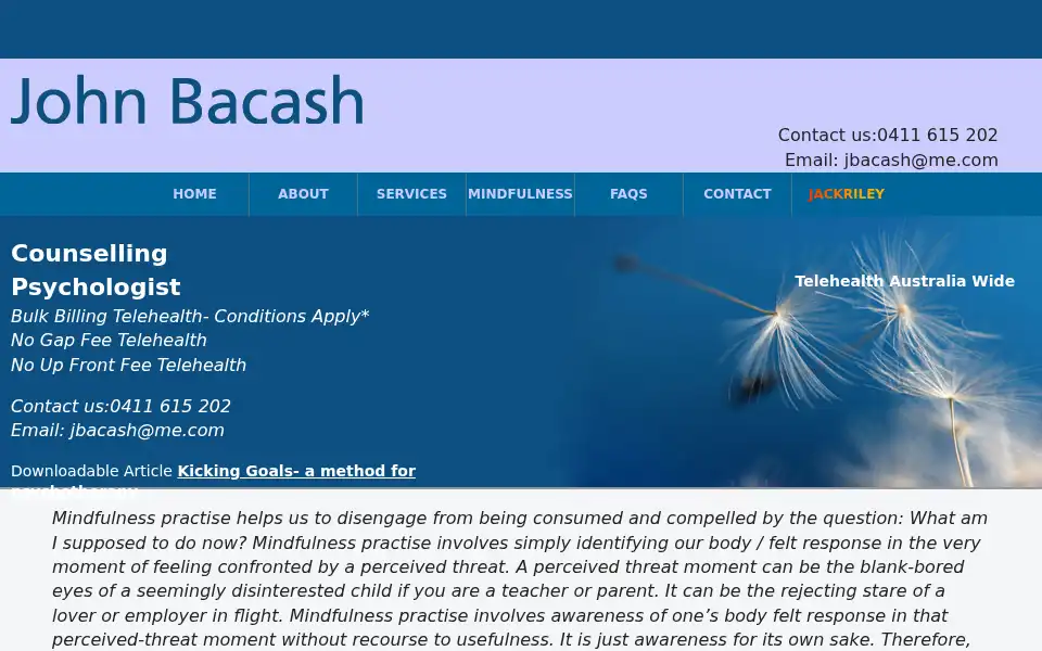 Screenshot of johnbacash.com.au