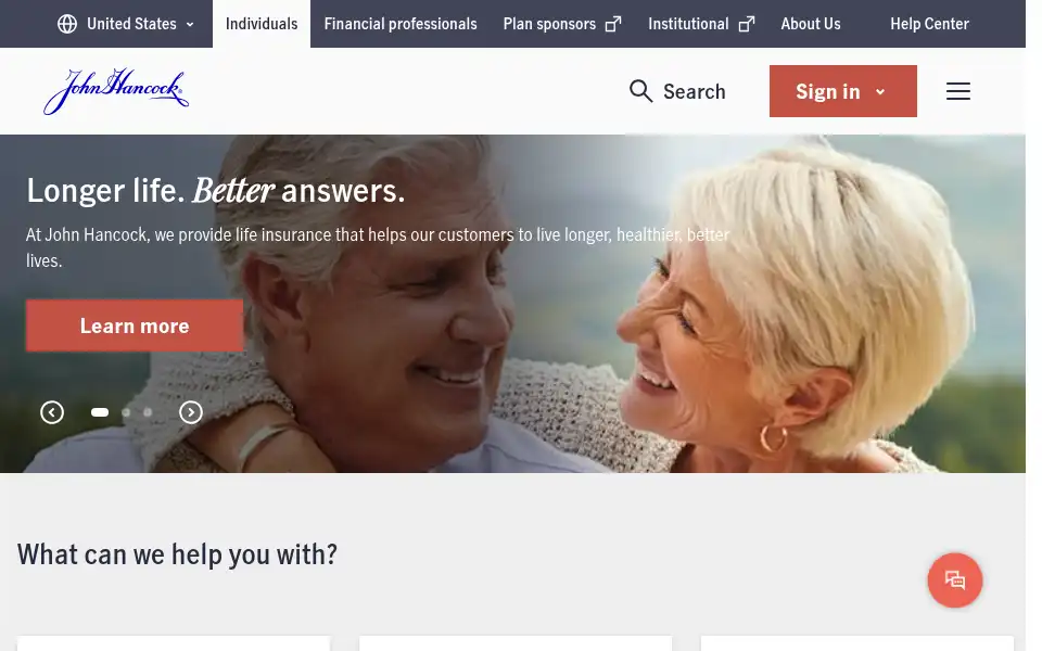 Screenshot of johnhancockinsurance.com