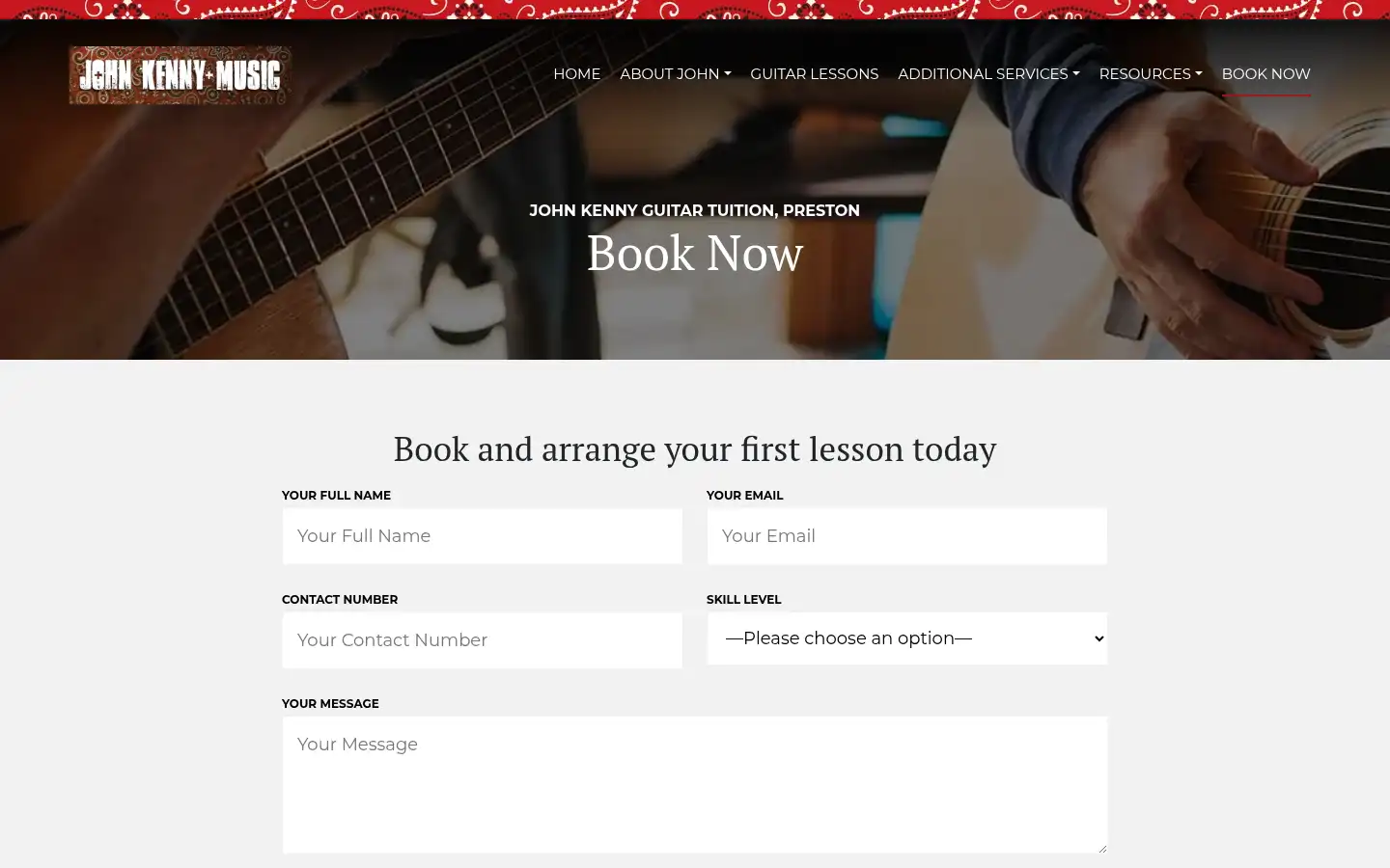 Screenshot of johnkennymusic.co.uk