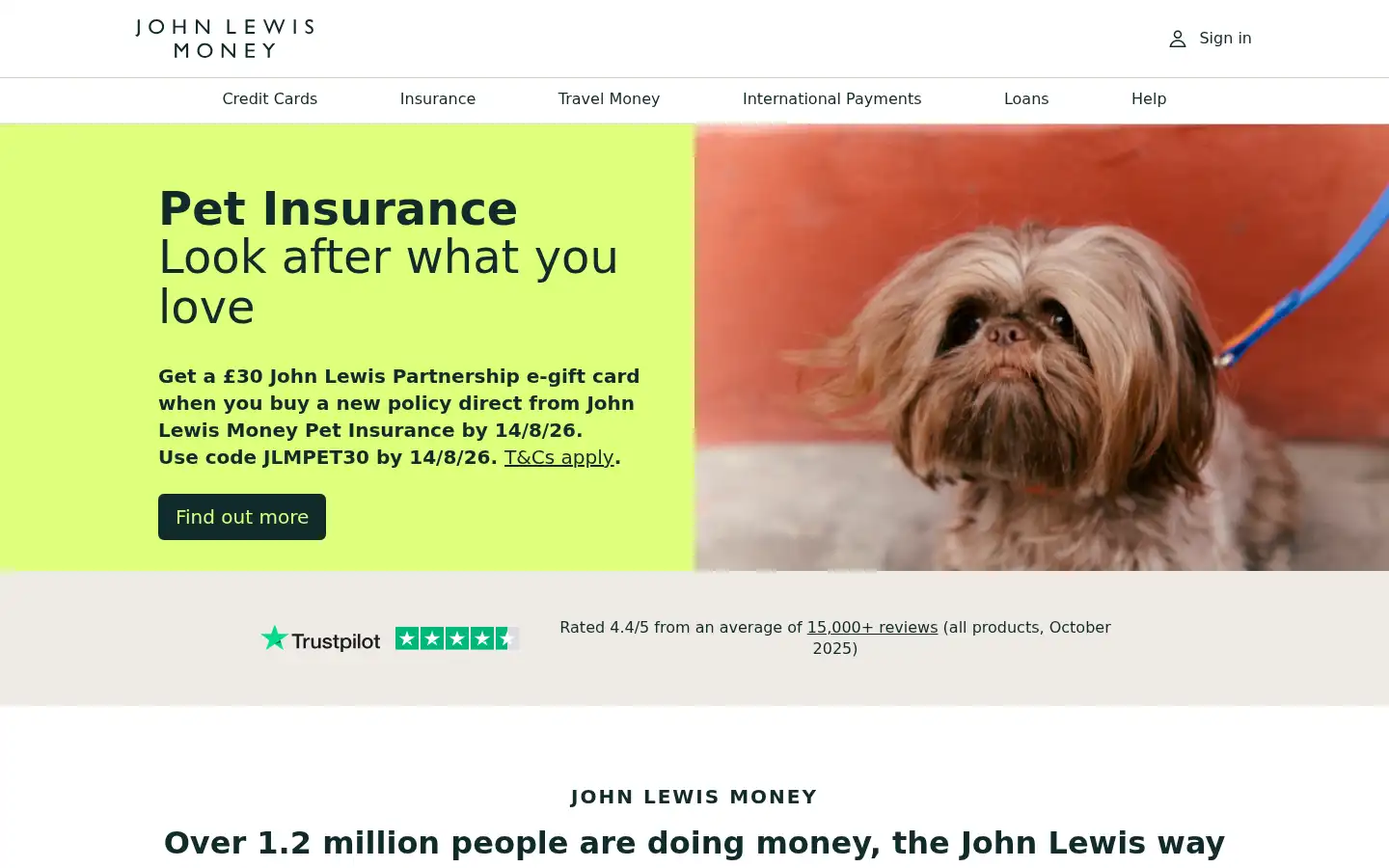 Screenshot of johnlewismoney.com
