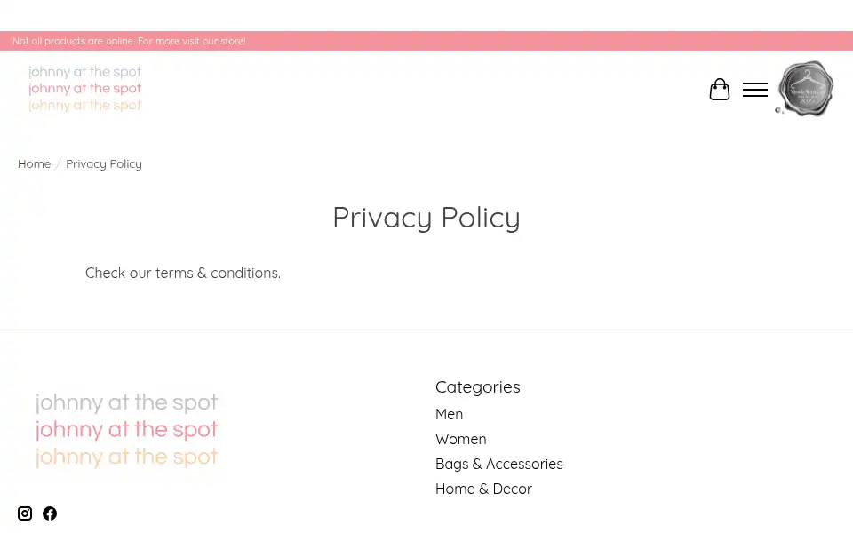 Screenshot of johnnyatthespot.shop