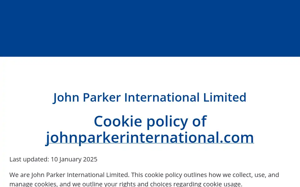 Screenshot of johnparkerinternational.com