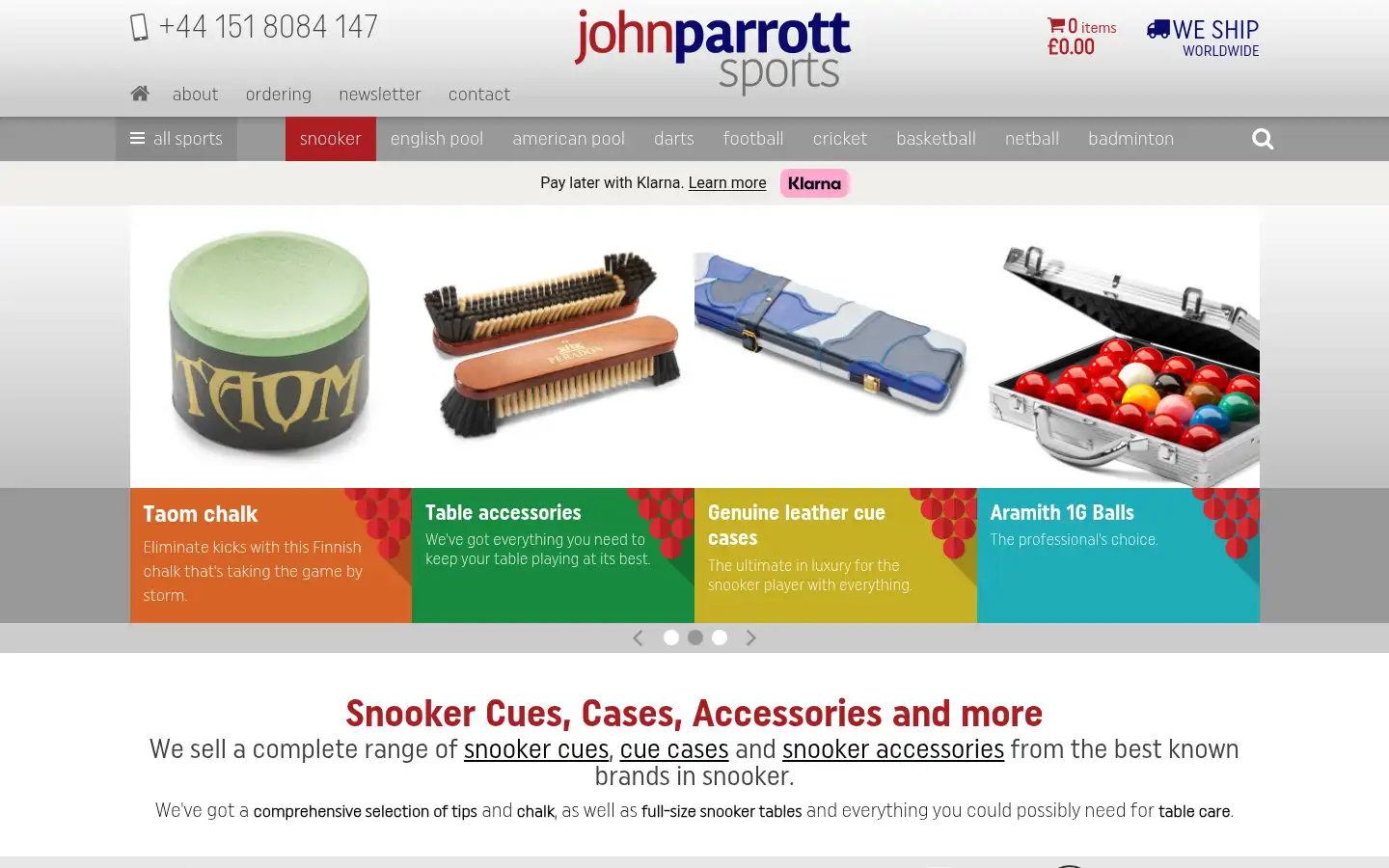 Screenshot of johnparrottcuesports.com