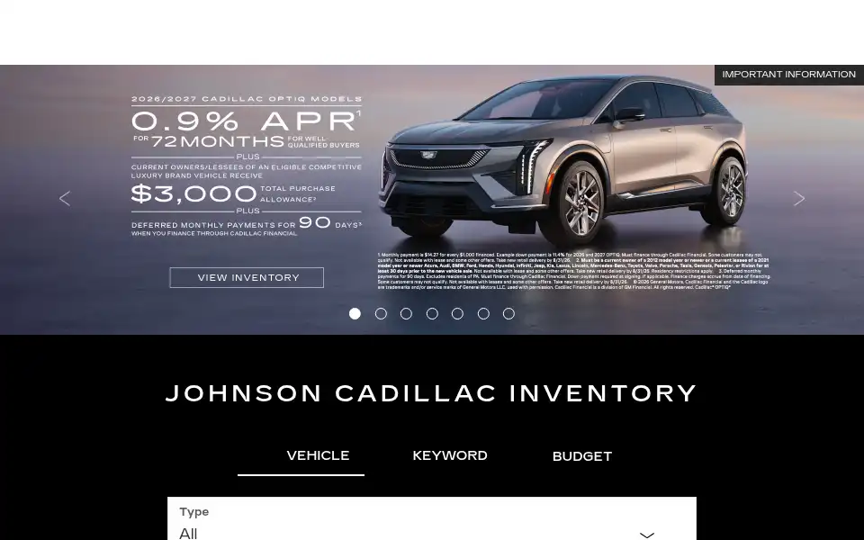 Screenshot of johnsoncadillacnj.com
